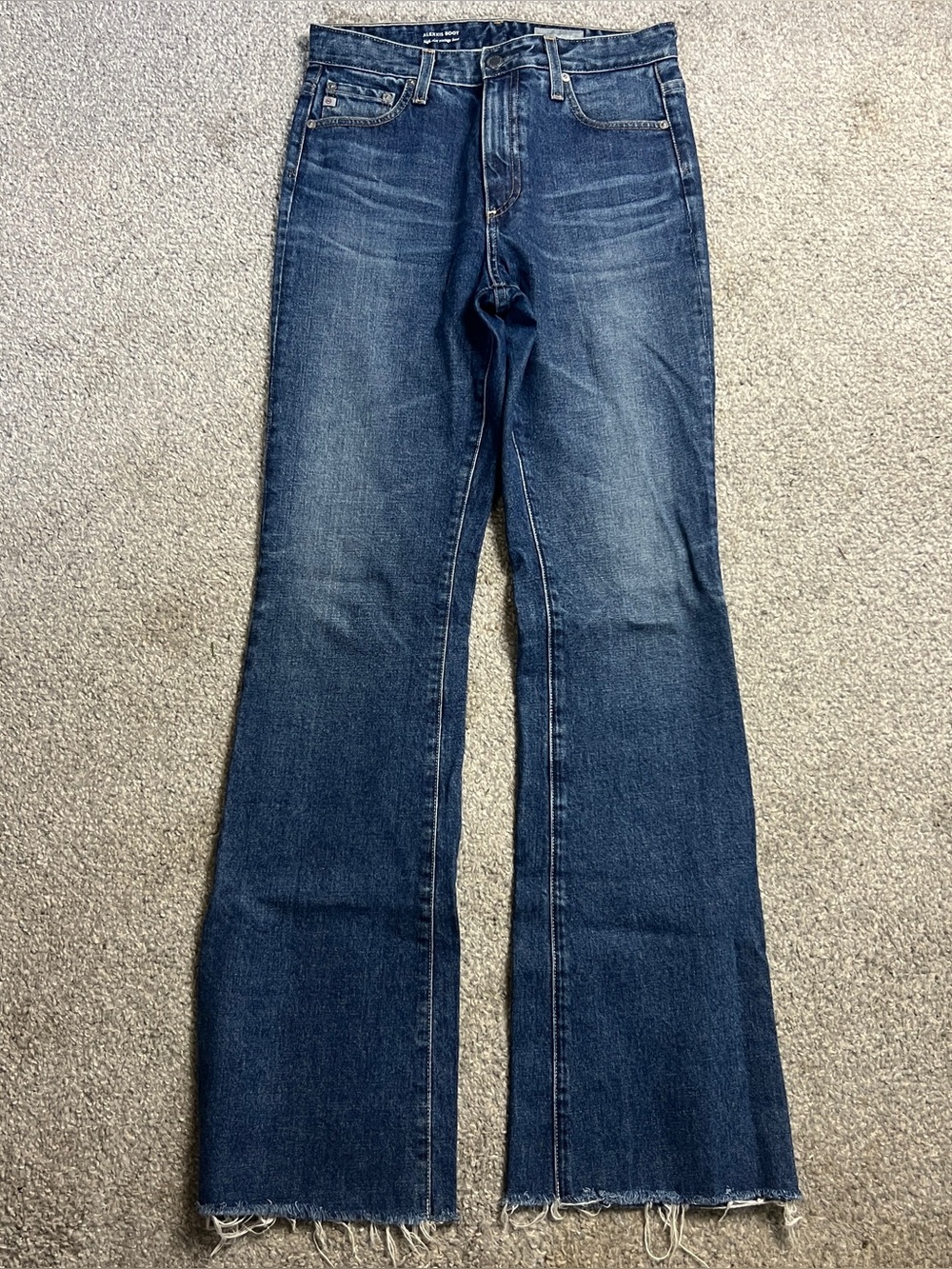 AG Jeans Womens 28 Blue Alexxis Boot High Rise Vintage Raw Hem Contour360 Denim